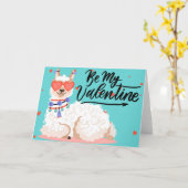 Wees mijn Valentijn Llama Kaart (Gele Bloem)