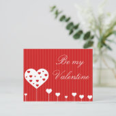 Wees mijn Valentijn Lovely Red White Hearts Holida Feestdagenkaart (Staand voorkant)