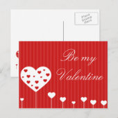 Wees mijn Valentijn Lovely Red White Hearts Holida Feestdagenkaart (Voorkant / Achterkant)
