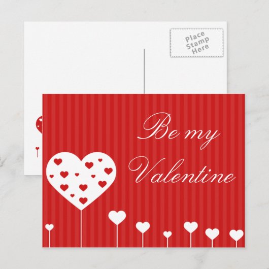 Wees mijn Valentijn Lovely Red White Hearts Holida Feestdagenkaart (Voorkant / Achterkant)