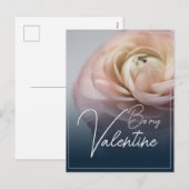 Wees mijn Valentijn met grote roze roze roze roos Feestdagenkaart (Voorkant / Achterkant)