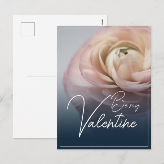 Wees mijn Valentijn met grote roze roze roze roos Feestdagenkaart (Voorkant / Achterkant)