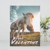 Wees mijn Valentijn met kijkend Paard (Staand voorkant)