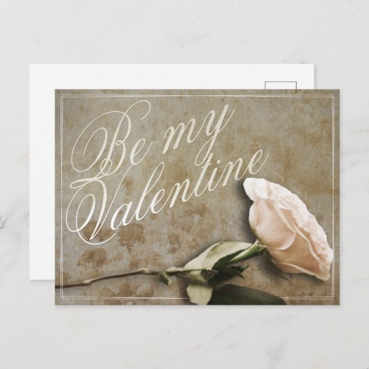 Wees mijn Valentijn met Roos Briefkaart (Voorkant / Achterkant)