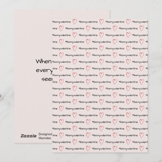 Wees mijn Valentijn Minimalistische Roze Harten Feestdagenkaart (Voorkant / Achterkant)