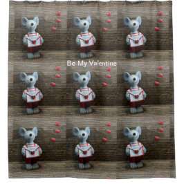 Wees mijn Valentijn Muis Hoortland Rustisch hout Douchegordijn