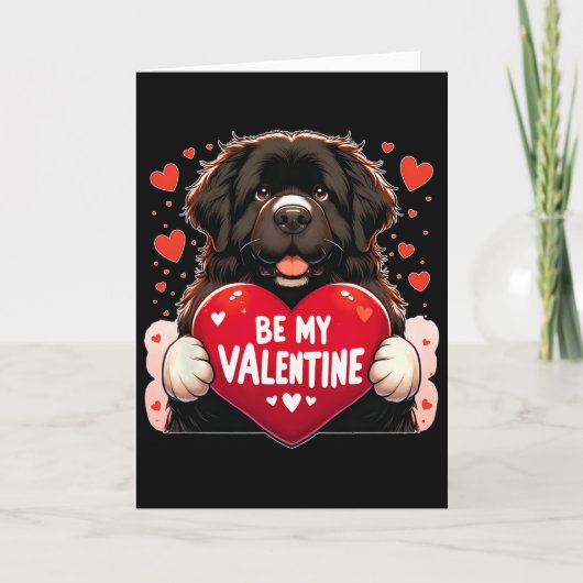 Wees mijn Valentijn Newfie-hond Hart Kaart (Voorkant)