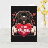 Wees mijn Valentijn Newfie-hond Hart Kaart (Gele Bloem)