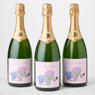 Wees mijn Valentijn Olifant Sparkling Wijnetiket