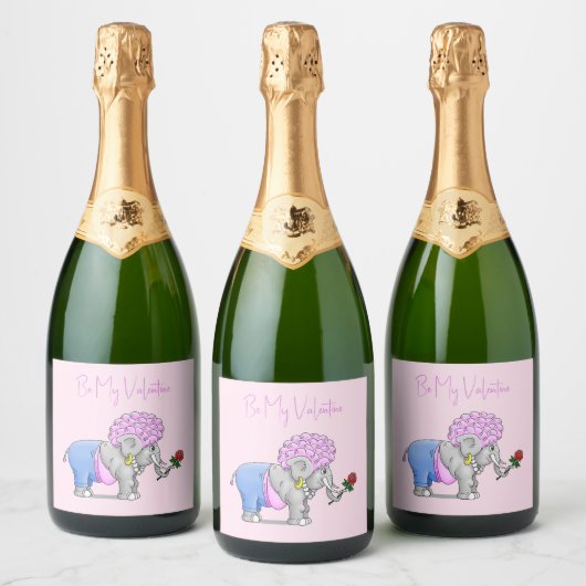 Wees mijn Valentijn Olifant Sparkling Wijnetiket (Flessen)