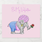 Wees mijn Valentijn Olifant Sparkling Wijnetiket (Enkel label)