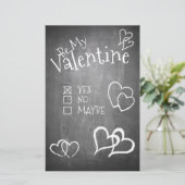 Wees mijn Valentijn op een krijtbord (Staand voorkant)