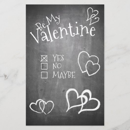 Wees mijn Valentijn op een krijtbord (Voorkant)