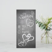 Wees mijn Valentijn op een krijtbord (Staand voorkant)