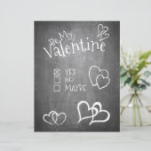 Wees mijn Valentijn op een krijtbord (Staand voorkant)