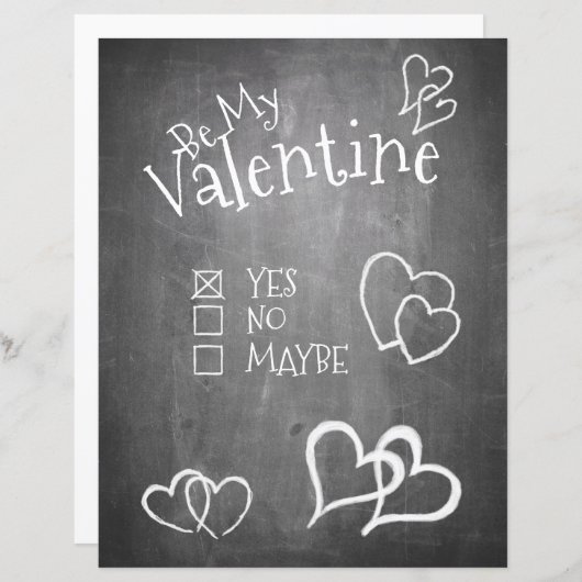 Wees mijn Valentijn op een schoolbord (Voorkant / Achterkant)