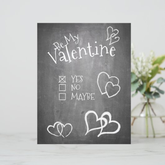 Wees mijn Valentijn op een schoolbord (Staand voorkant)