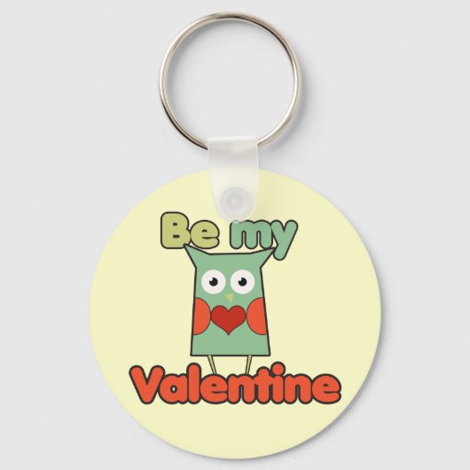 Wees mijn Valentijn Owl Sleutelhanger (Voorkant)