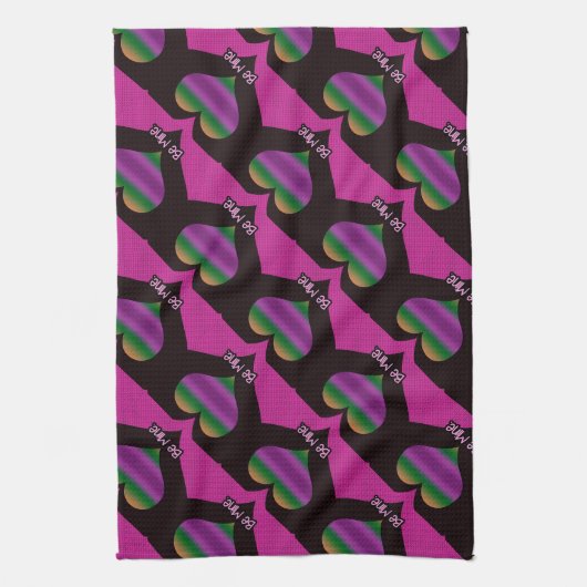 Wees mijn Valentijn Paars hart Theedoek (Verticaal)