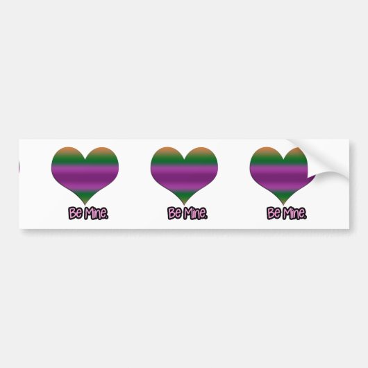 Wees mijn Valentijn Paars Stripe Heart Bumpersticker (Voorkant)