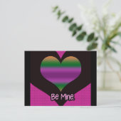 Wees mijn Valentijn Paars Stripe Heart Feestdagenkaart (Staand voorkant)