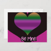 Wees mijn Valentijn Paars Stripe Heart Feestdagenkaart (Voorkant / Achterkant)