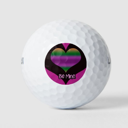 Wees mijn Valentijn Paars Stripe Heart Golfballen (Voorkant)