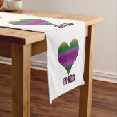 Wees mijn Valentijn Paars Stripe Heart Korte Tafelloper (Voorbeeld)