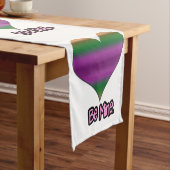 Wees mijn Valentijn Paars Stripe Heart Korte Tafelloper (Voorbeeld)