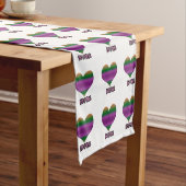 Wees mijn Valentijn Paars Stripe Heart Korte Tafelloper (Voorbeeld)