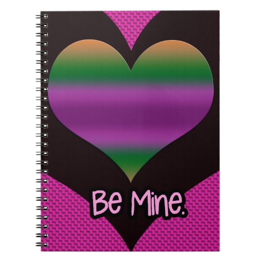 Wees mijn Valentijn Paars Stripe Heart Notitieboek (Voorkant)