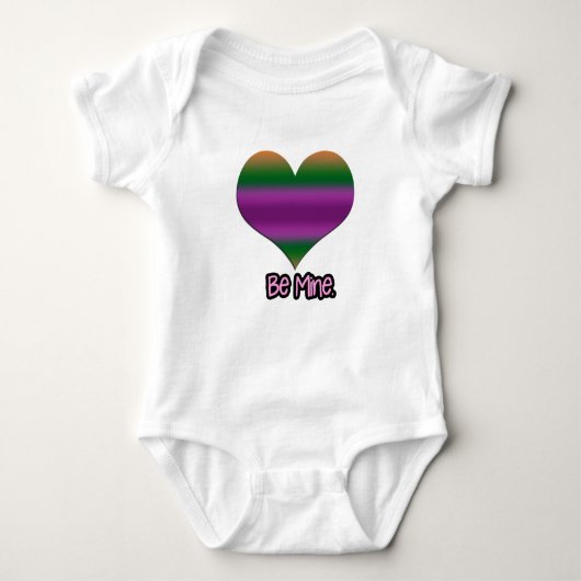 Wees mijn Valentijn Paars Stripe Heart Romper (Voorkant)