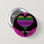 Wees mijn Valentijn Paars Stripe Heart Ronde Button 5,7 Cm (Voorkant /achterkant)