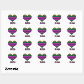 Wees mijn Valentijn Paars Stripe Heart Ronde Sticker (Vel)