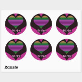 Wees mijn Valentijn Paars Stripe Heart Ronde Sticker (Vel)
