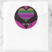Wees mijn Valentijn Paars Stripe Heart Ronde Sticker (Tas)