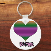 Wees mijn Valentijn Paars Stripe Heart Sleutelhanger (Voorkant)