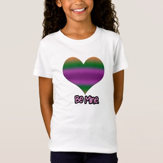 Wees mijn Valentijn Paars Stripe Heart T-shirt (Voorkant)