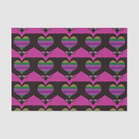 Wees mijn Valentijn Paars Stripe Heart Tissuepapier (Voorkant)