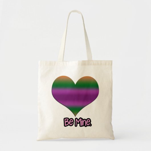 Wees mijn Valentijn Paars Stripe Heart Tote Bag (Voorkant)