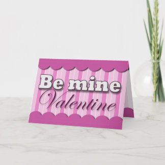 Wees mijn Valentijn ~ Paarse Stripe Wenskaart Feestdagen Kaart