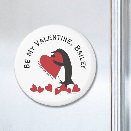 Wees mijn Valentijn - Pinguïn en Rode Hart Magneet