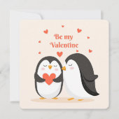Wees mijn Valentijn pinguïns Feestdagenkaart (Voorkant)