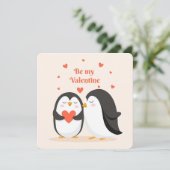 Wees mijn Valentijn pinguïns Feestdagenkaart (Staand voorkant)