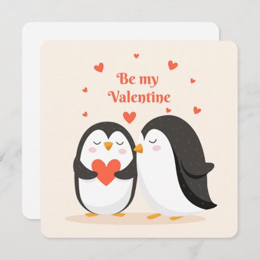 Wees mijn Valentijn pinguïns Feestdagenkaart (Voorkant / Achterkant)