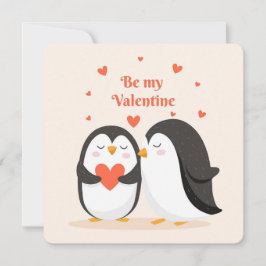 Wees mijn Valentijn pinguïns Feestdagenkaart