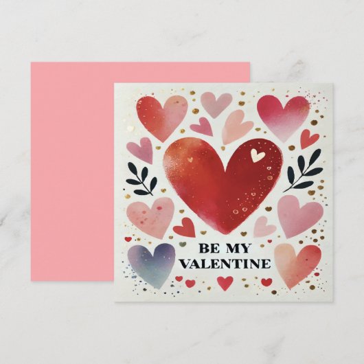 Wees mijn Valentijn Print Design Kaart (Voorkant / Achterkant)