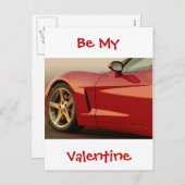 Wees mijn Valentijn Red Corvette Feestdagenkaart (Voorkant / Achterkant)