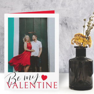 Wees mijn Valentijn Red Heart & Foto Kaart