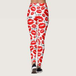 Wees mijn Valentijn Red Lip White Sexy Happy Valen Leggings
